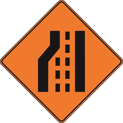 Road Narrows Lane Ends (Left)