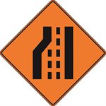 Road Narrows Lane Ends (Left)