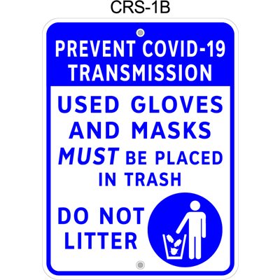 COVID-19 Retail Sign: 45cm x 60cm - No Littering / Physical Distancing messages