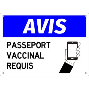 Avis:护照接种要求- avec le symbol du Téléphone Cellulaire