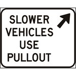 Slower Vehicles Use Pullout c / w Upper Right Diagonal Arrow