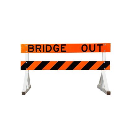 Highway Barricade Complete - 1 Bridge Out Board, 1 Left Slash Board, 2 Legs, Hardware - Diamond Grade - Alberta