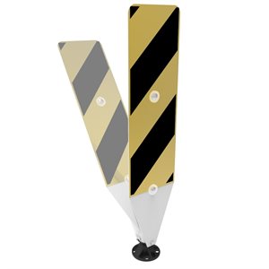 Post 48" with (12" x 36") Black and Yellow Hazard Marker - Left