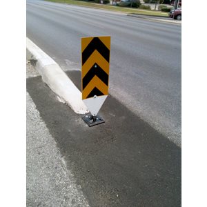 Post 48" with (12" x 36") Black and Yellow Hazard Marker